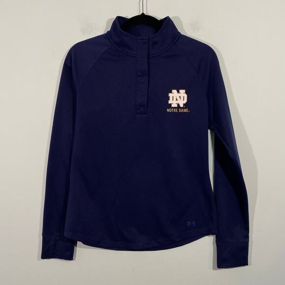 Under Armour Men's Navy Notre Dame Quarter Button Up Pullover Size M - Picture 1 of 9